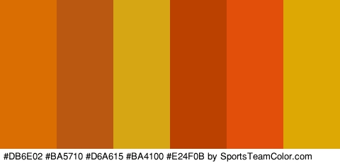 #DB6E02 #BA5710 #D6A615 #BA4100 #E24F0B #DDA704 Colors