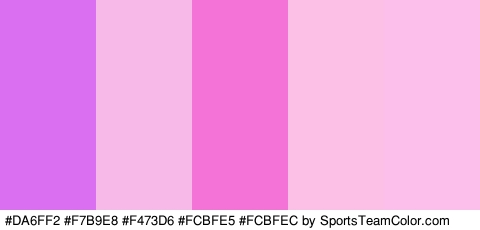 #DA6FF2 #F7B9E8 #F473D6 #FCBFE5 #FCBFEC Colors