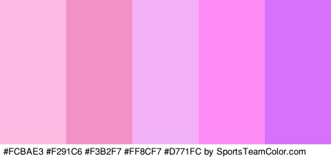 #FCBAE3 #F291C6 #F3B2F7 #FF8CF7 #D771FC Colors