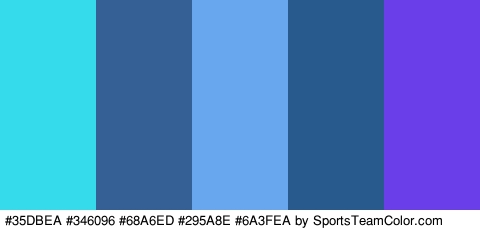 #35DBEA #346096 #68A6ED #295A8E #6A3FEA Colors