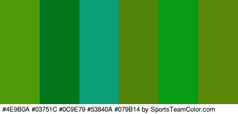 #4E9B0A #03751C #0C9E79 #53840A #079B14 #5B870A Colors