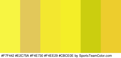 #F7F442 #E2C75A #F4E730 #F4EE29 #CBCE0E #EDCD2D Colors