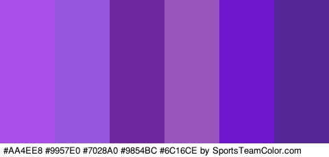 #AA4EE8 #9957E0 #7028A0 #9854BC #6C16CE #552796 Colors