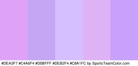 #DEA3F7 #C4A6F4 #D5BFFF #DEB2F4 #C8A1FC Colors