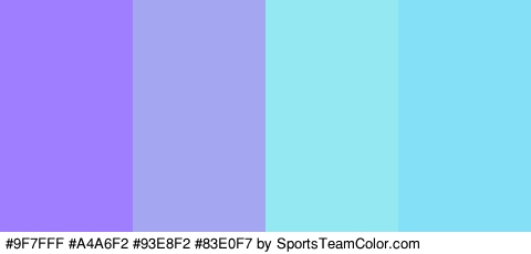 #9F7FFF #A4A6F2 #93E8F2 #83E0F7 Colors