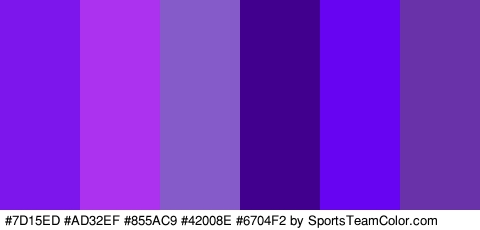 #7D15ED #AD32EF #855AC9 #42008E #6704F2 #6932A8 Colors