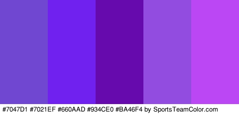 #7047D1 #7021EF #660AAD #934CE0 #BA46F4 Colors