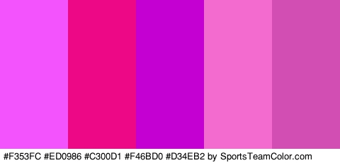 #F353FC #ED0986 #C300D1 #F46BD0 #D34EB2 Colors