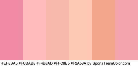 #EF8BA5 #FCBAB8 #F4B8AD #FFC8B5 #F2A58A #F4A4AA Colors