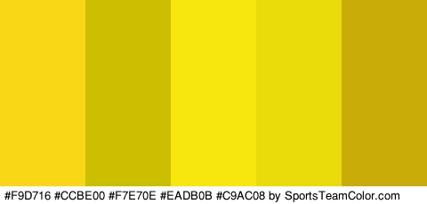 #F9D716 #CCBE00 #F7E70E #EADB0B #C9AC08 Colors