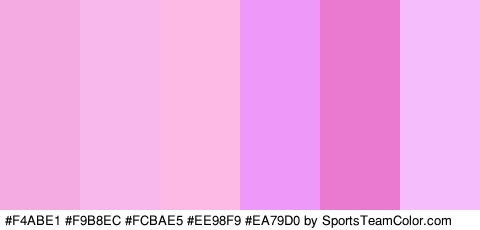 #F4ABE1 #F9B8EC #FCBAE5 #EE98F9 #EA79D0 #F6BDFC Colors