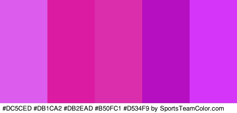 #DC5CED #DB1CA2 #DB2EAD #B50FC1 #D534F9 Colors