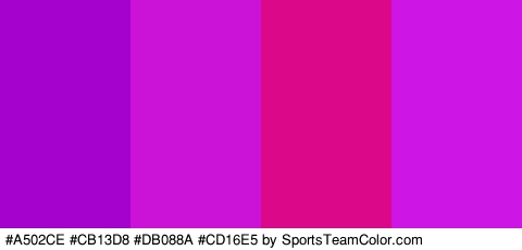 #A502CE #CB13D8 #DB088A #CD16E5 Colors