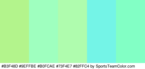 #B3F48D #9EFFBE #B0FCAE #73F4E7 #82FFC4 Colors