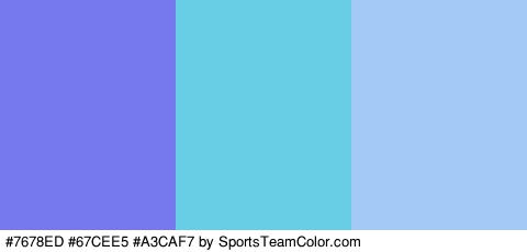 #7678ED #67CEE5 #A3CAF7 Colors