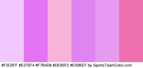 #F2C6FF #E375F4 #F7B4D8 #DE85F2 #E59BEF #EF70AE Colors