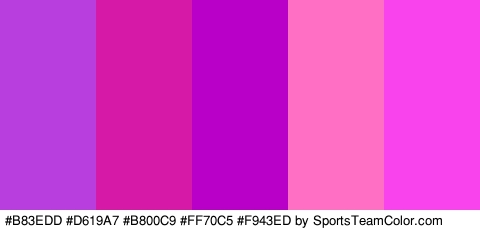 #B83EDD #D619A7 #B800C9 #FF70C5 #F943ED Colors