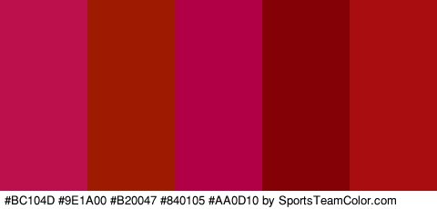 #BC104D #9E1A00 #B20047 #840105 #AA0D10 Colors