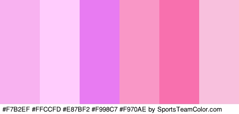 #F7B2EF #FFCCFD #E87BF2 #F998C7 #F970AE #F9C0DE Colors