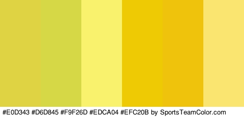 #E0D343 #D6D845 #F9F26D #EDCA04 #EFC20B #F9E570 Colors