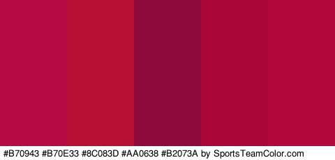 #B70943 #B70E33 #8C083D #AA0638 #B2073A Colors