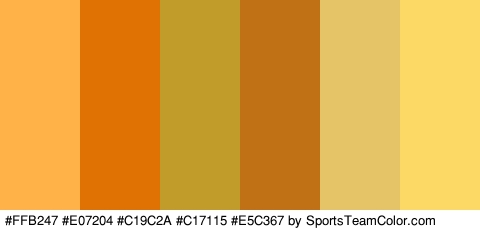 #FFB247 #E07204 #C19C2A #C17115 #E5C367 #FCD964 Colors