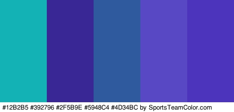 #12B2B5 #392796 #2F5B9E #5948C4 #4D34BC Colors