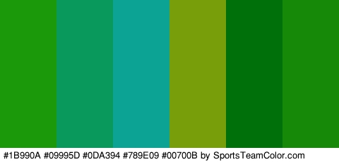 #1B990A #09995D #0DA394 #789E09 #00700B #178908 Colors