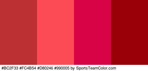 #BC2F33 #FC4B54 #D80246 #990005 Colors