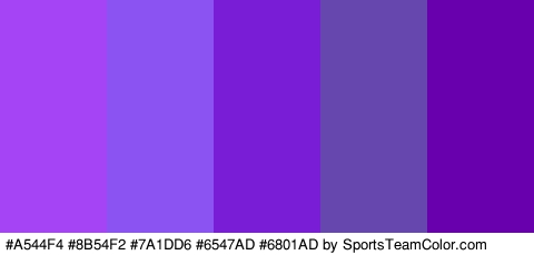 #A544F4 #8B54F2 #7A1DD6 #6547AD #6801AD Colors