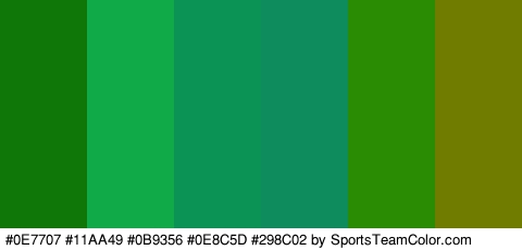 #0E7707 #11AA49 #0B9356 #0E8C5D #298C02 #707C00 Colors