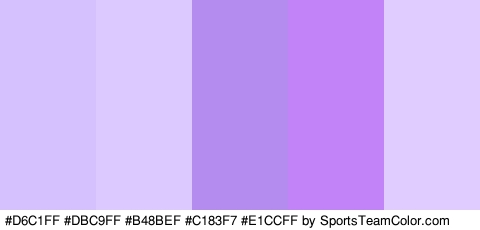 #D6C1FF #DBC9FF #B48BEF #C183F7 #E1CCFF Colors