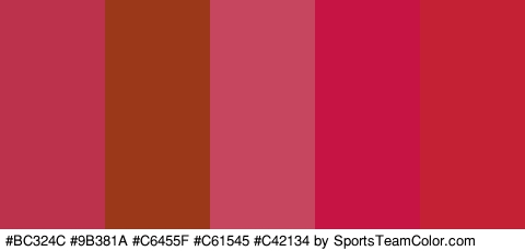 #BC324C #9B381A #C6455F #C61545 #C42134 Colors