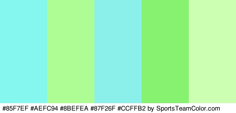 #85F7EF #AEFC94 #8BEFEA #87F26F #CCFFB2 Colors