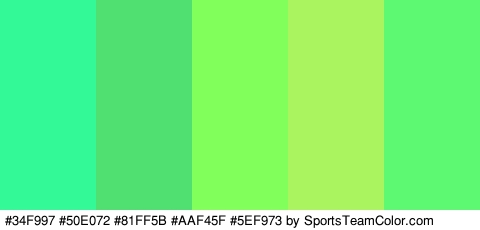 #34F997 #50E072 #81FF5B #AAF45F #5EF973 Colors