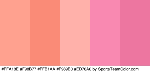 #FFA18E #F98B77 #FFB1AA #F989B0 #ED76A0 Colors