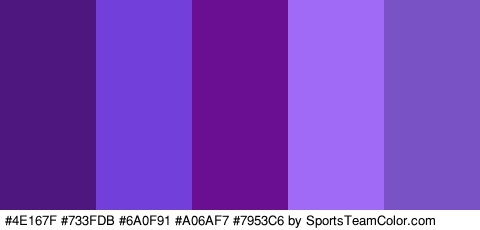 #4E167F #733FDB #6A0F91 #A06AF7 #7953C6 Colors