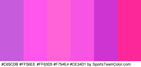 #C65CDB #FF56EE #FF63D5 #F754E4 #CE34D1 #FC2899 Colors