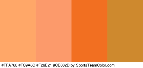 #FFA768 #FC9A6C #F26E21 #CE882D Colors