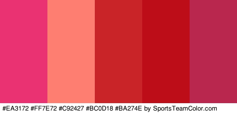 #EA3172 #FF7E72 #C92427 #BC0D18 #BA274E Colors