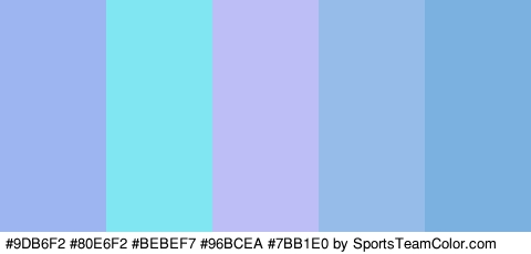 #9DB6F2 #80E6F2 #BEBEF7 #96BCEA #7BB1E0 Colors