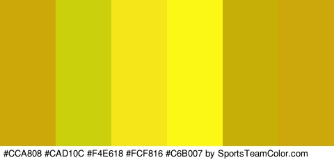 #CCA808 #CAD10C #F4E618 #FCF816 #C6B007 #CCA80C Colors