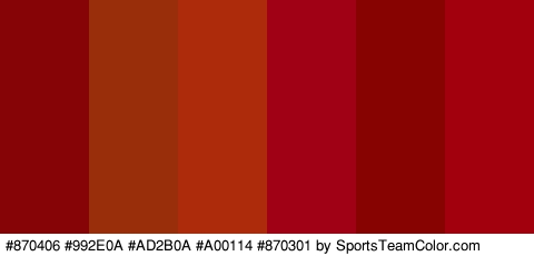 #870406 #992E0A #AD2B0A #A00114 #870301 #A3000D Colors