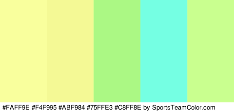 #FAFF9E #F4F995 #ABF984 #75FFE3 #C8FF8E Colors