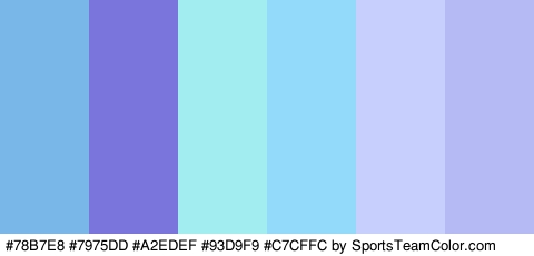 #78B7E8 #7975DD #A2EDEF #93D9F9 #C7CFFC #B5BAF4 Colors