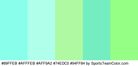 #89FFEB #AFFFEB #AFF9A2 #74EDC0 #94FF84 Colors