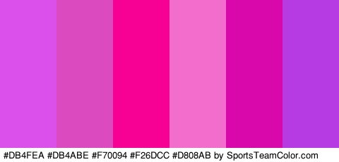 #DB4FEA #DB4ABE #F70094 #F26DCC #D808AB #B63BE2 Colors