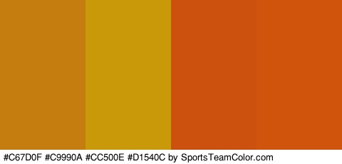 #C67D0F #C9990A #CC500E #D1540C Colors