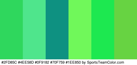 #2FD85C #4EE58D #0F9182 #70F759 #1EE850 #67D343 Colors