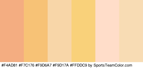 #F4AD81 #F7C176 #F9D6A7 #F9D17A #FFDDC9 #F7DCB4 Colors